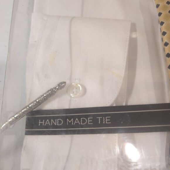 (2) Dress Shirt Tie Set Lot Mens 2XL White Green Collared Work Office New *READ - Picture 9 of 16